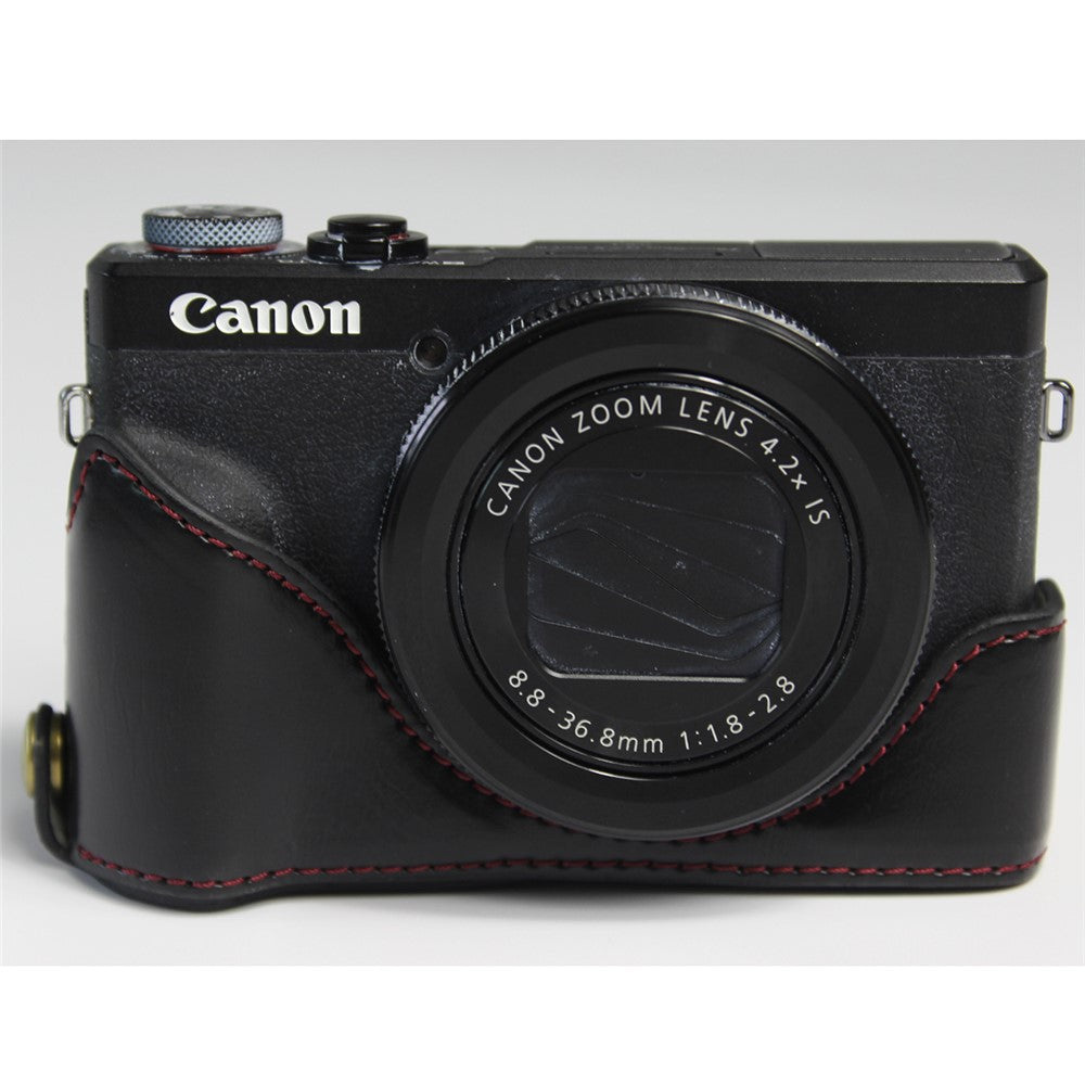 PU Leather Half Camera Case Bag Cover Protector for Canon PowerShot G7 X Mark III