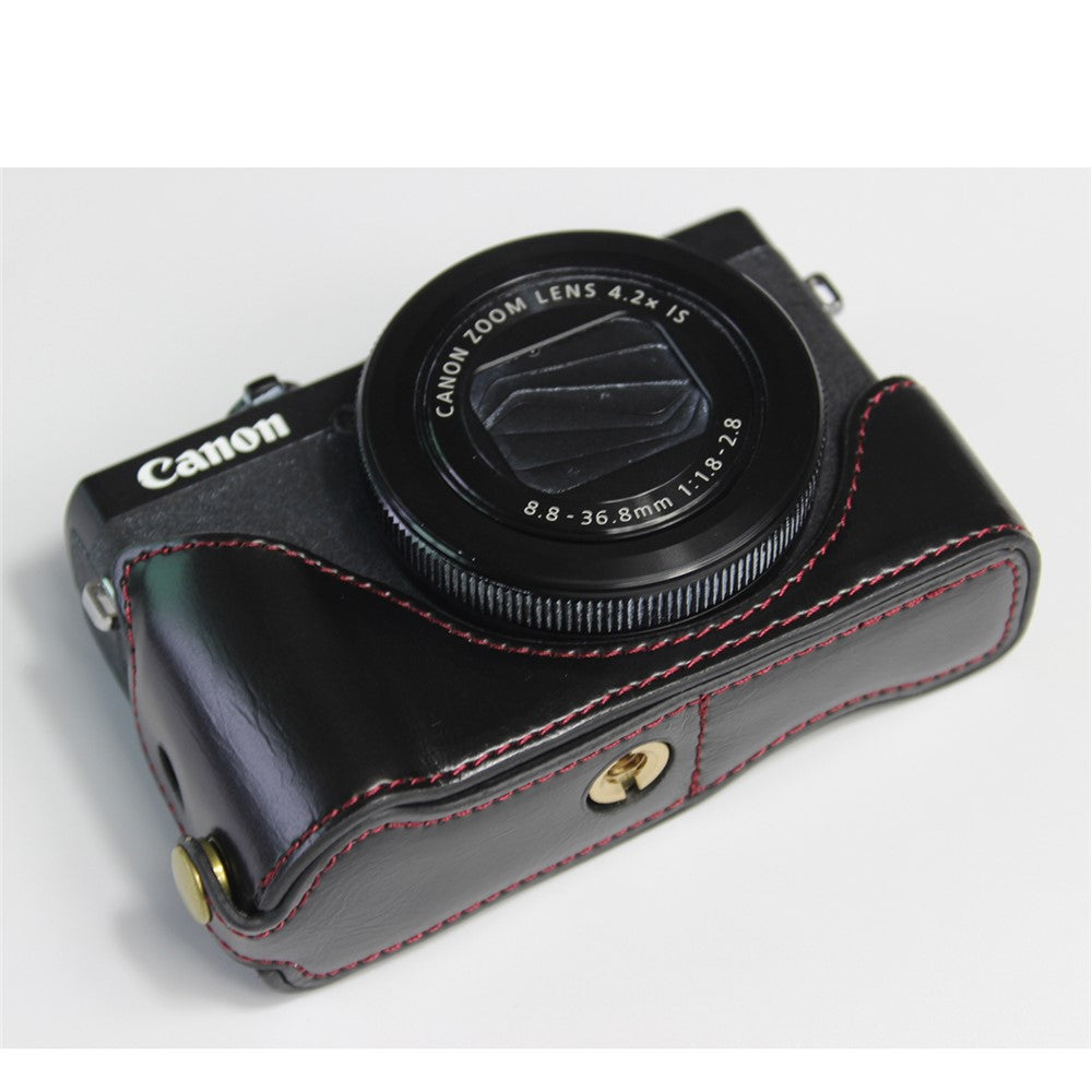PU Leather Half Camera Case Bag Cover Protector for Canon PowerShot G7 X Mark III