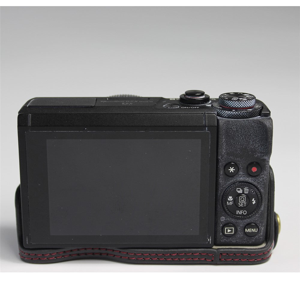 PU Leather Half Camera Case Bag Cover Protector for Canon PowerShot G7 X Mark III