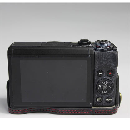 PU Leather Half Camera Case Bag Cover Protector for Canon PowerShot G7 X Mark III