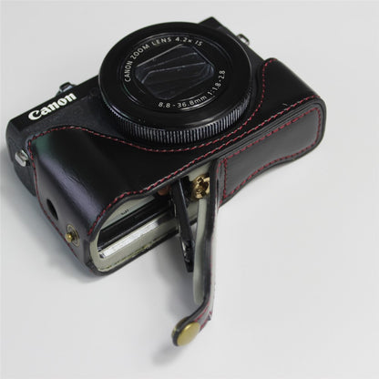 PU Leather Half Camera Case Bag Cover Protector for Canon PowerShot G7 X Mark III