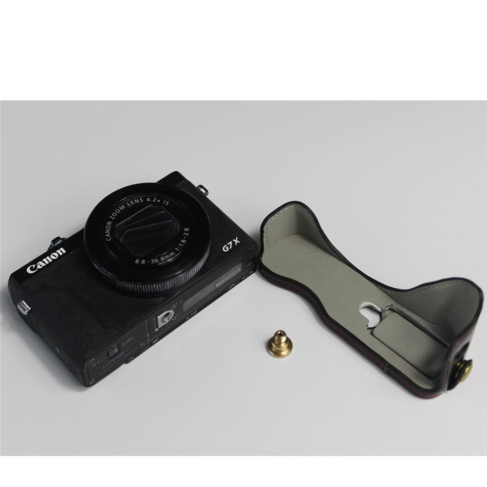 PU Leather Half Camera Case Bag Cover Protector for Canon PowerShot G7 X Mark III