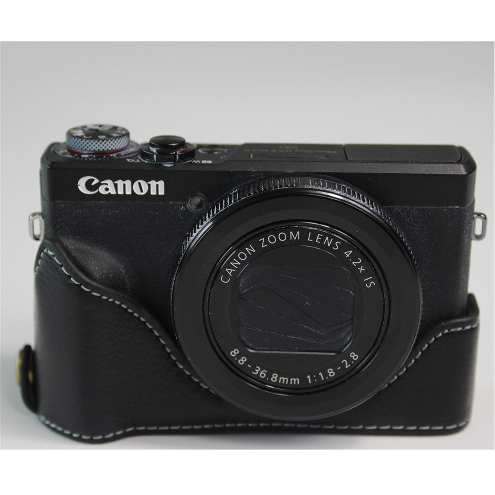 Genuine Leather Half Camera Case Bag Cover Protector for Canon PowerShot G7 X Mark III