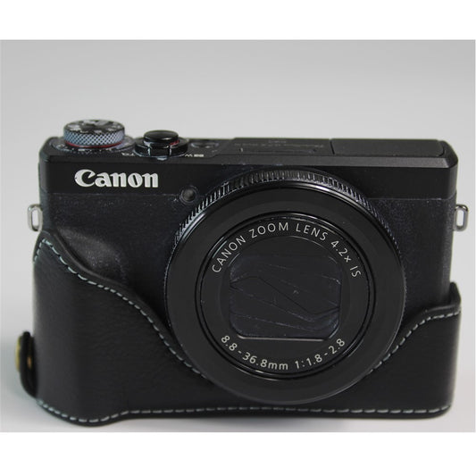 Genuine Leather Half Camera Case Bag Cover Protector for Canon PowerShot G7 X Mark III