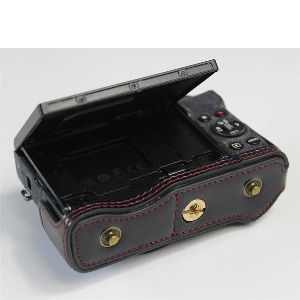 PU Leather Half Camera Case Bag with Strap for Canon PowerShot G7 X Mark III