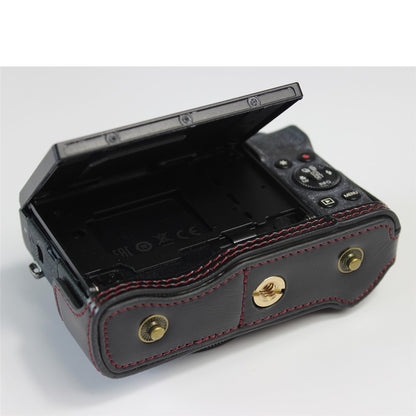 PU Leather Half Camera Case Bag with Strap for Canon PowerShot G7 X Mark III