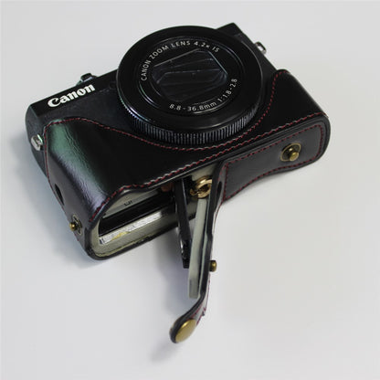 PU Leather Half Camera Case Bag with Strap for Canon PowerShot G7 X Mark III