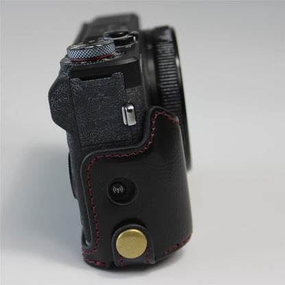 PU Leather Half Camera Case Bag with Strap for Canon PowerShot G7 X Mark III