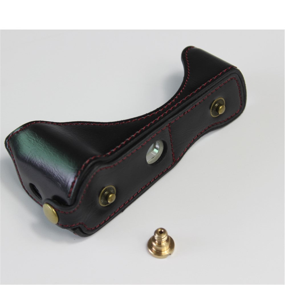 PU Leather Half Camera Case Bag with Strap for Canon PowerShot G7 X Mark III