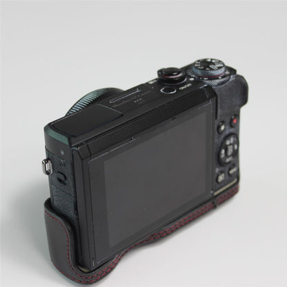 PU Leather Half Camera Case Bag with Strap for Canon PowerShot G7 X Mark III