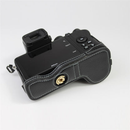 Genuine Leather Half Bottom Camera Protective Case Bag for Nikon Z50 / Z30