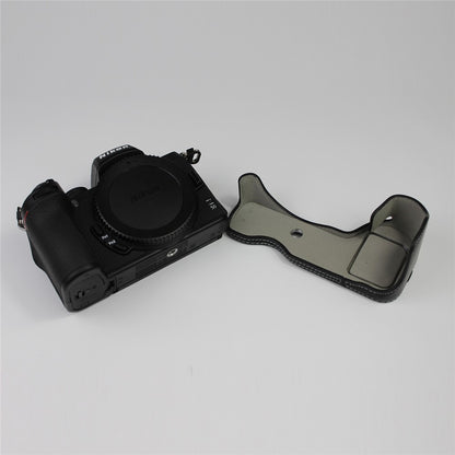 Genuine Leather Half Bottom Camera Protective Case Bag for Nikon Z50 / Z30
