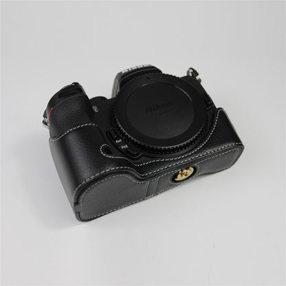 Genuine Leather Half Bottom Camera Protective Case Bag for Nikon Z50 / Z30