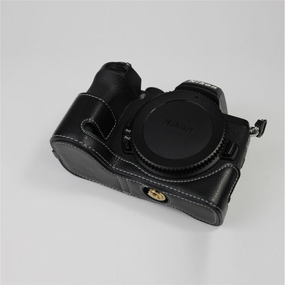 Genuine Leather Half Bottom Camera Protective Case Bag for Nikon Z50 / Z30