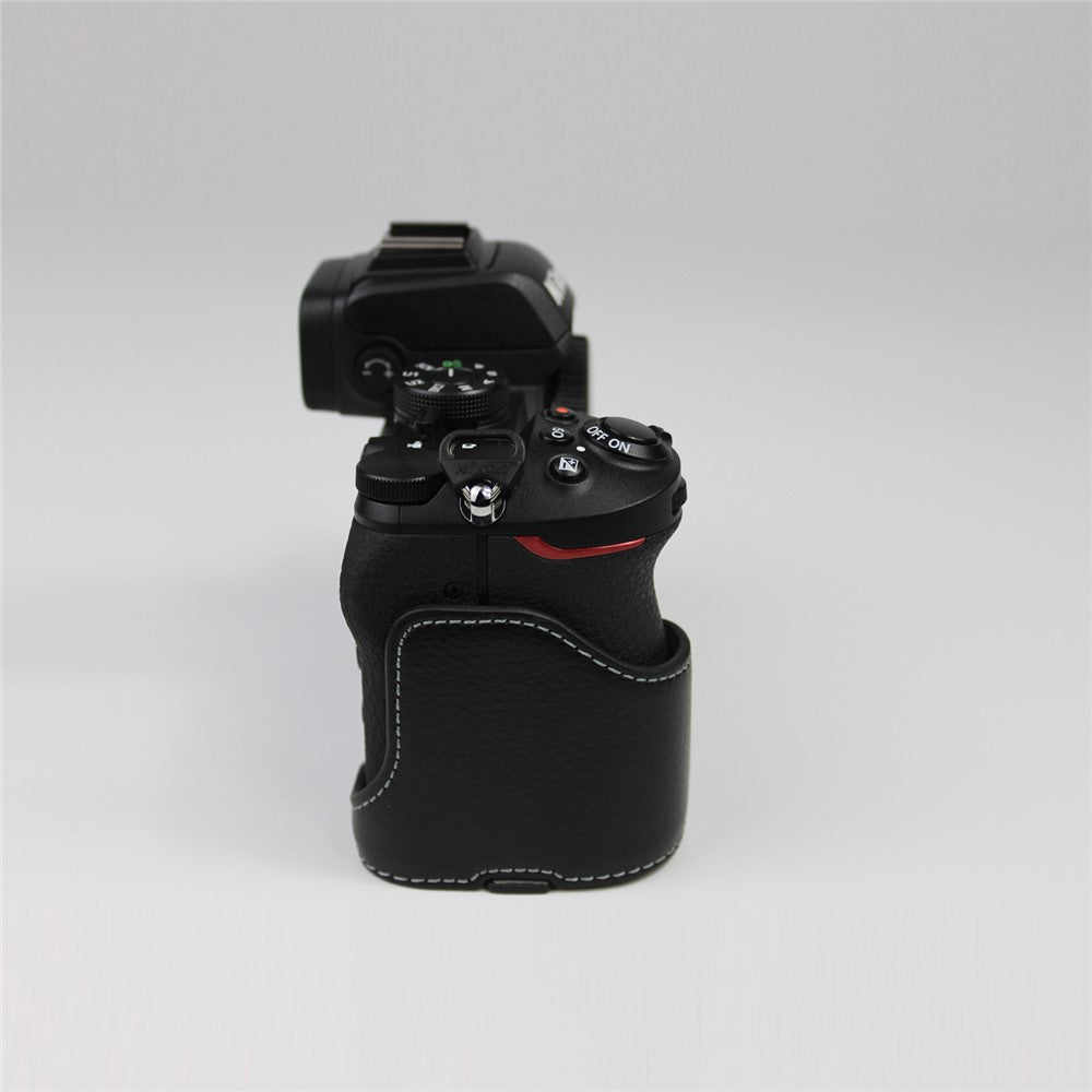 Genuine Leather Half Bottom Camera Protective Case Bag for Nikon Z50 / Z30