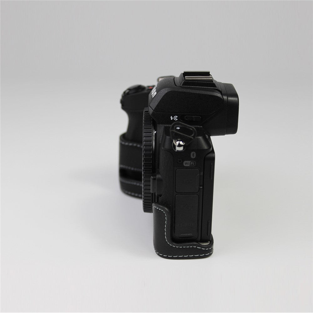 Genuine Leather Half Bottom Camera Protective Case Bag for Nikon Z50 / Z30