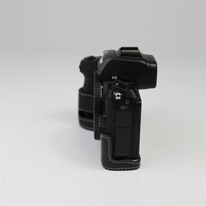 Genuine Leather Half Bottom Camera Protective Case Bag for Nikon Z50 / Z30
