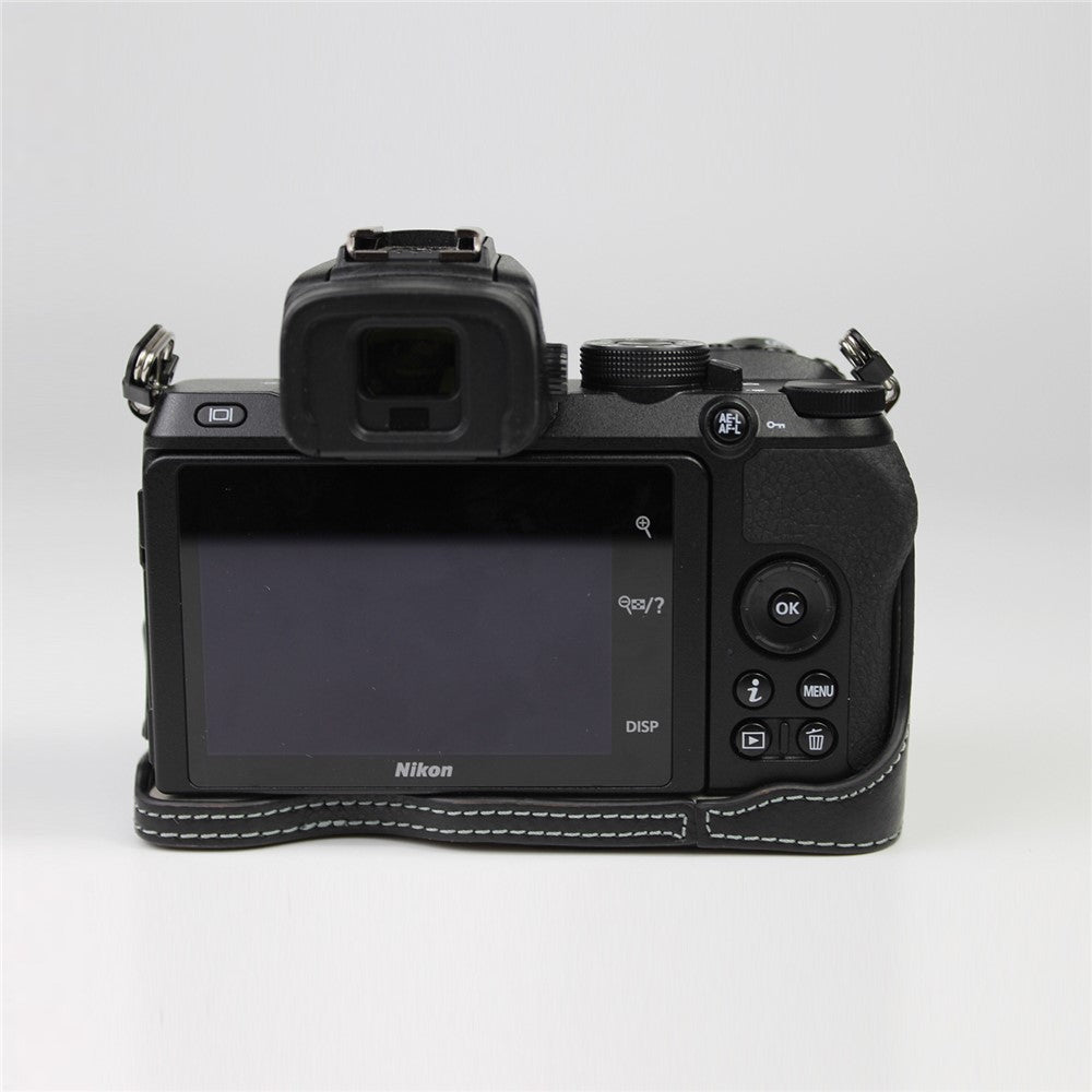 Genuine Leather Half Bottom Camera Protective Case Bag for Nikon Z50 / Z30