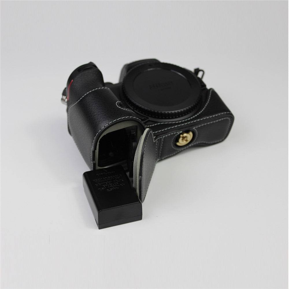 Genuine Leather Half Bottom Camera Protective Case Bag for Nikon Z50 / Z30