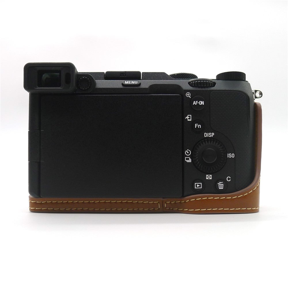 Camera Half Case PU Leather Bottom Protective Cover with Battery Opening for Sony A7C
