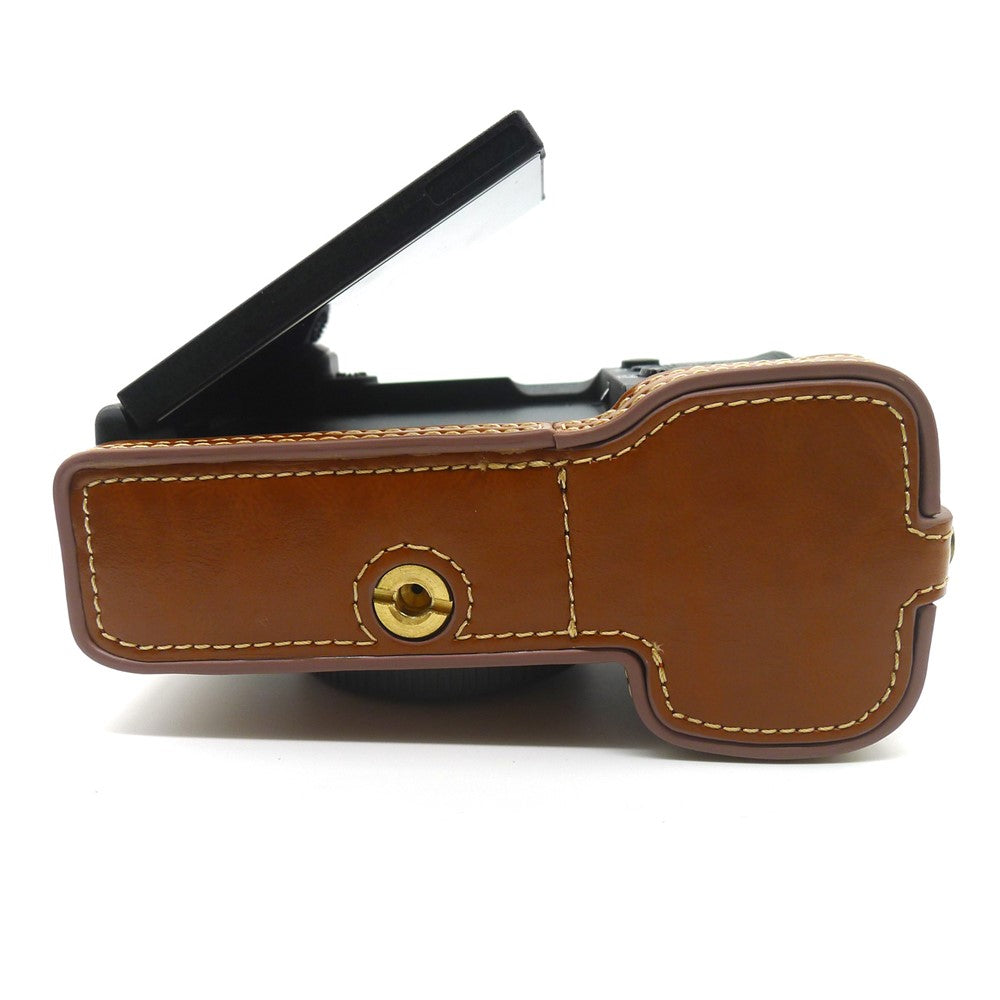 Camera Half Case PU Leather Bottom Protective Cover with Battery Opening for Sony A7C
