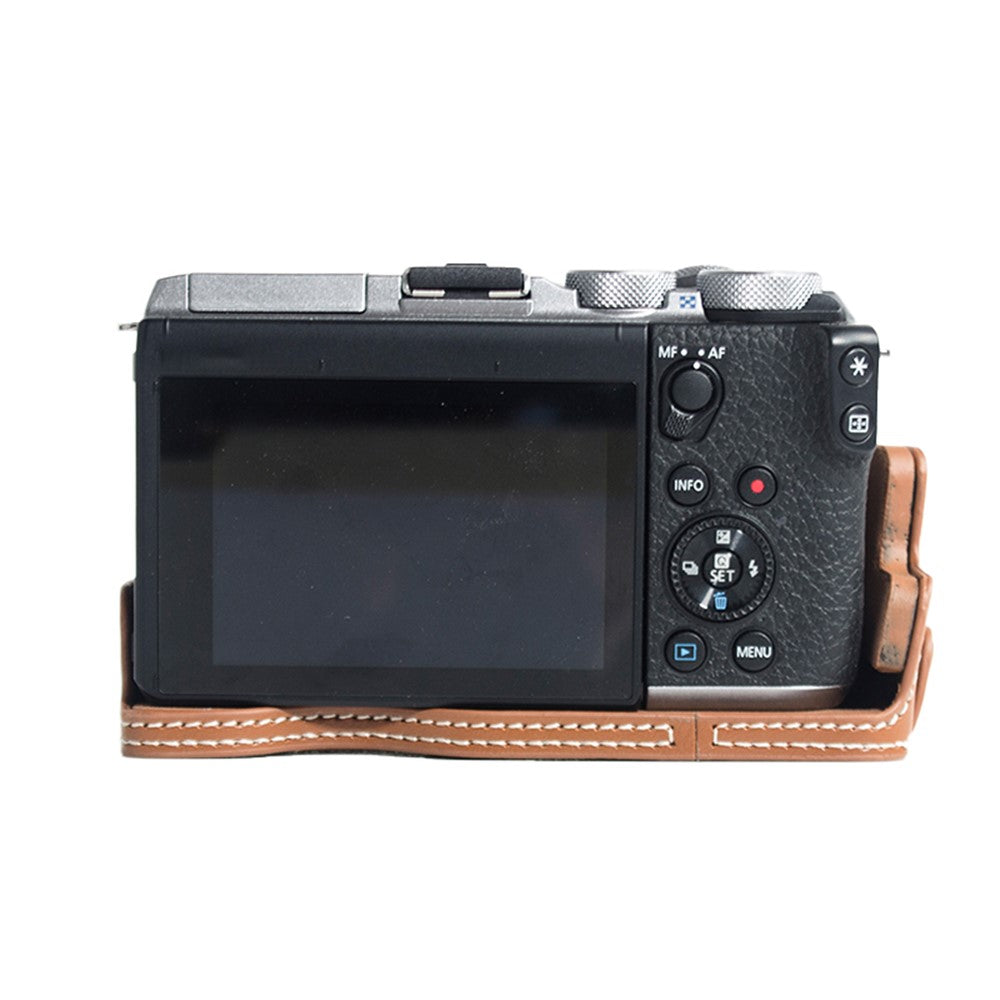PU Leather Camera Protection Bottom Case Cover with Battery Opening for Canon EOS M6 Mark II