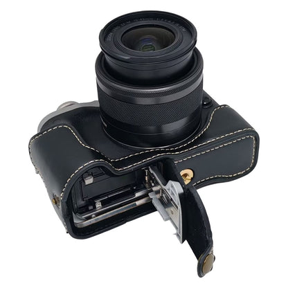 PU Leather Camera Protection Bottom Case Cover with Battery Opening for Canon EOS M6 Mark II