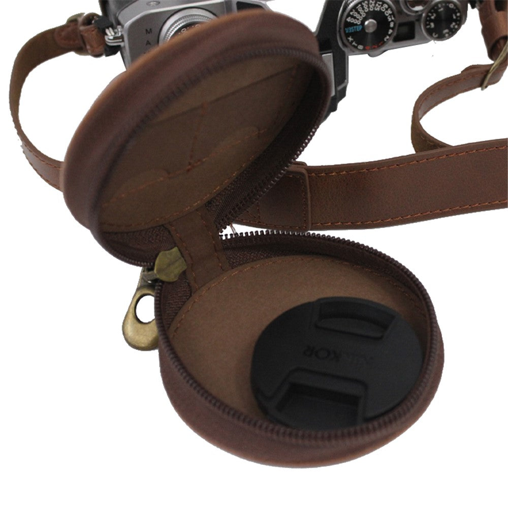 PU Leather Detachable Camera Bag Case Battery Opening Design Protective Cover with Lens Pouch and Shoulder Strap for Nikon Z fc 28mm