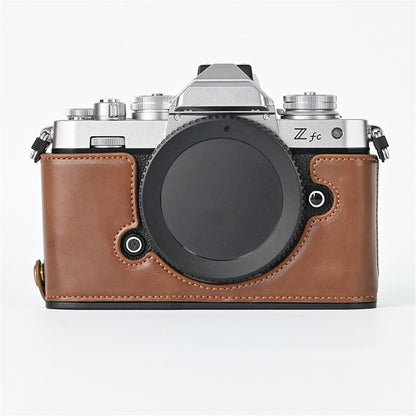 Camera Bag Bottom Case PU Leather Protective Half Body Cover with Battery Opening for Nikon Z fc