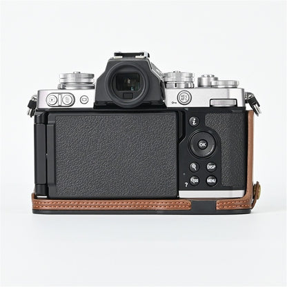 Camera Bag Bottom Case PU Leather Protective Half Body Cover with Battery Opening for Nikon Z fc