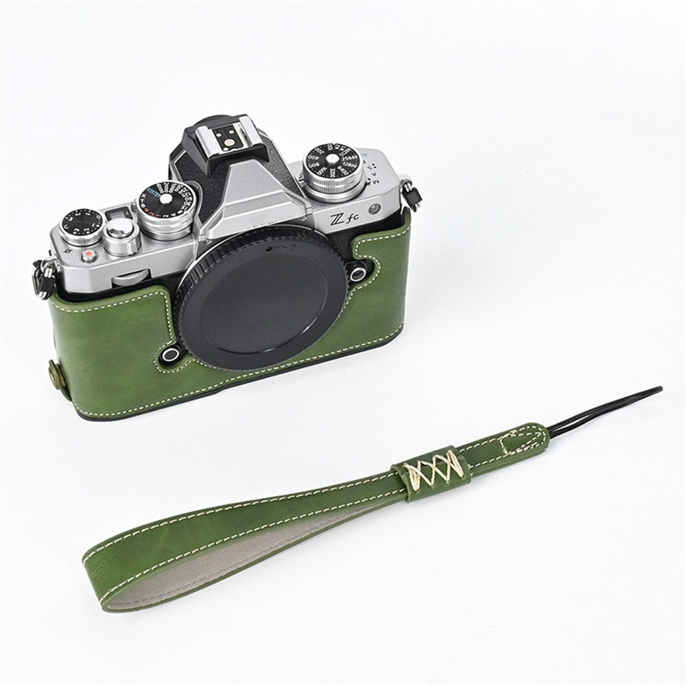 Camera Bag Bottom Case PU Leather Protective Half Body Cover with Battery Opening for Nikon Z fc