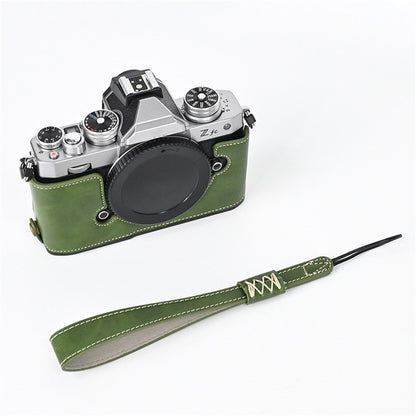 Camera Bag Bottom Case PU Leather Protective Half Body Cover with Battery Opening for Nikon Z fc