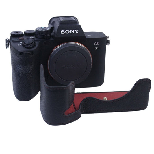 For Sony A7M5 / A7M4 / A1 / A7S III / A7S3 / A7R5 Shockproof Camera Cover Genuine Leather Camera Bottom Case Protective Sleeve