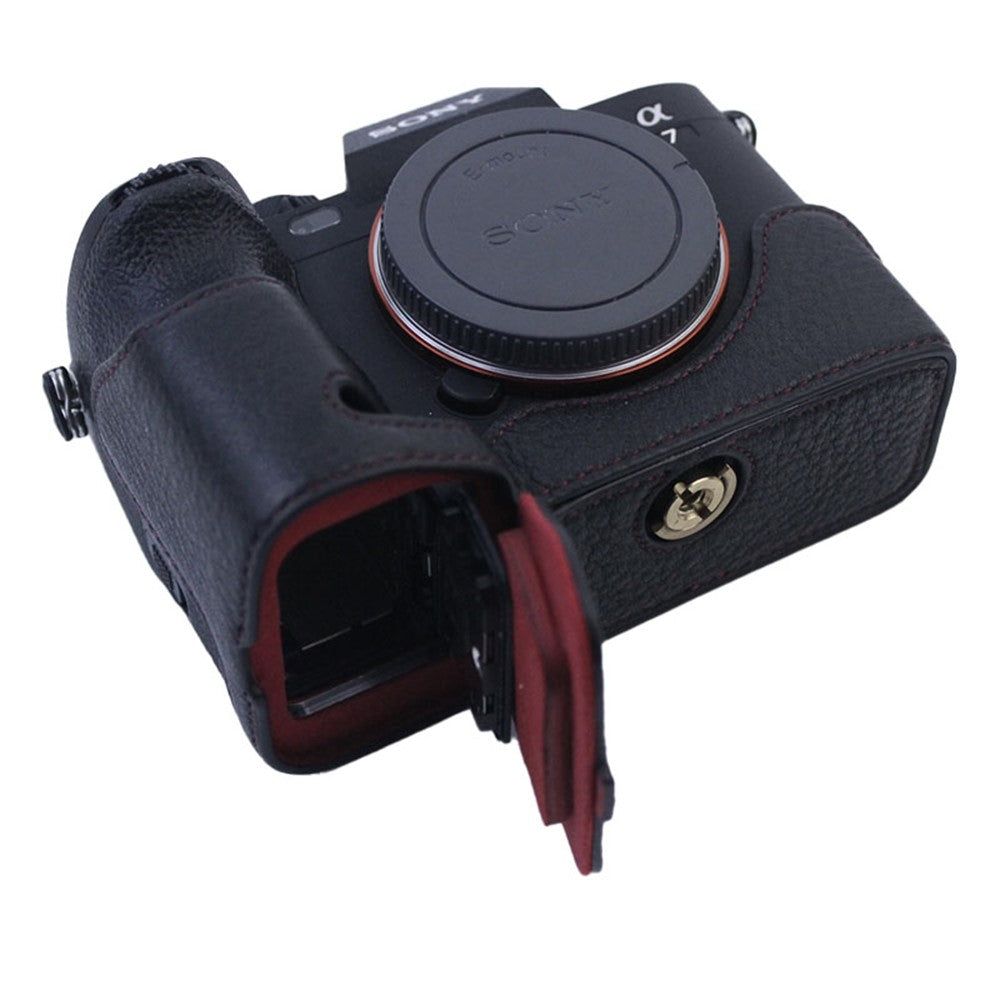 For Sony A7M5 / A7M4 / A1 / A7S III / A7S3 / A7R5 Shockproof Camera Cover Genuine Leather Camera Bottom Case Protective Sleeve