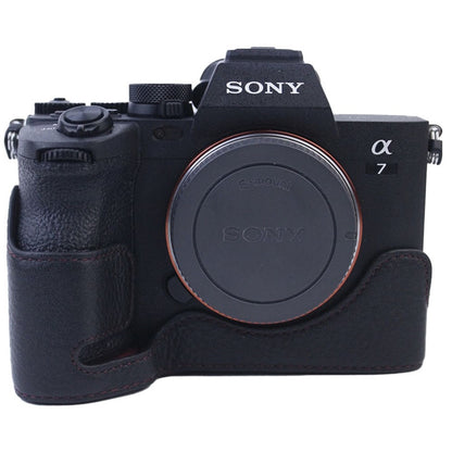 For Sony A7M5 / A7M4 / A1 / A7S III / A7S3 / A7R5 Shockproof Camera Cover Genuine Leather Camera Bottom Case Protective Sleeve