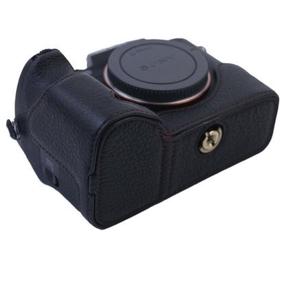 For Sony A7M5 / A7M4 / A1 / A7S III / A7S3 / A7R5 Shockproof Camera Cover Genuine Leather Camera Bottom Case Protective Sleeve