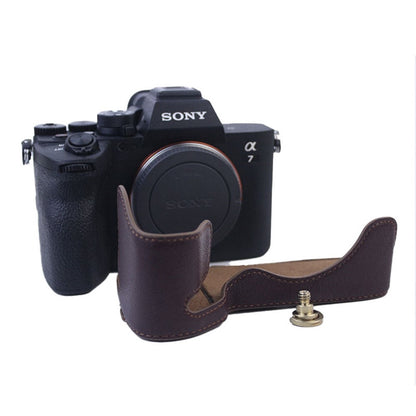For Sony A7M5 / A7M4 / A1 / A7S III / A7S3 / A7R5 Shockproof Camera Cover Genuine Leather Camera Bottom Case Protective Sleeve