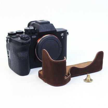 For Sony A7M5 / A7M4 / A1 / A7S III / A7S3 / A7R5 Shockproof Camera Cover Genuine Leather Camera Bottom Case Protective Sleeve