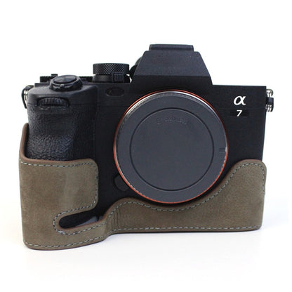 For Sony A7M5 / A7M4 / A1 / A7S III / A7S3 / A7R5 Shockproof Camera Cover Genuine Leather Camera Bottom Case Protective Sleeve
