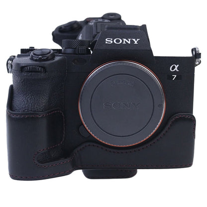 PU Leather Camera Bottom Case Protective Half Body Cover for Sony A7M5 / A7M4 / A1 / A7S III / A7S3 / A7R5 Camera