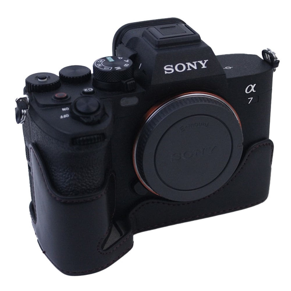 PU Leather Camera Bottom Case Protective Half Body Cover for Sony A7M5 / A7M4 / A1 / A7S III / A7S3 / A7R5 Camera