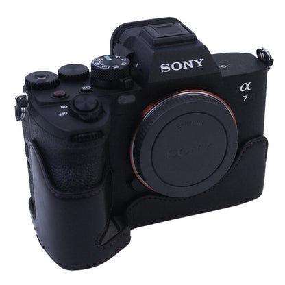 PU Leather Camera Bottom Case Protective Half Body Cover for Sony A7M5 / A7M4 / A1 / A7S III / A7S3 / A7R5 Camera