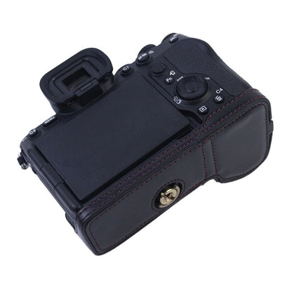 PU Leather Camera Bottom Case Protective Half Body Cover for Sony A7M5 / A7M4 / A1 / A7S III / A7S3 / A7R5 Camera