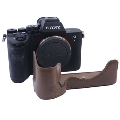 PU Leather Camera Bottom Case Protective Half Body Cover for Sony A7M5 / A7M4 / A1 / A7S III / A7S3 / A7R5 Camera
