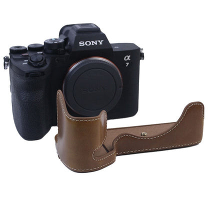 PU Leather Camera Bottom Case Protective Half Body Cover for Sony A7M5 / A7M4 / A1 / A7S III / A7S3 / A7R5 Camera