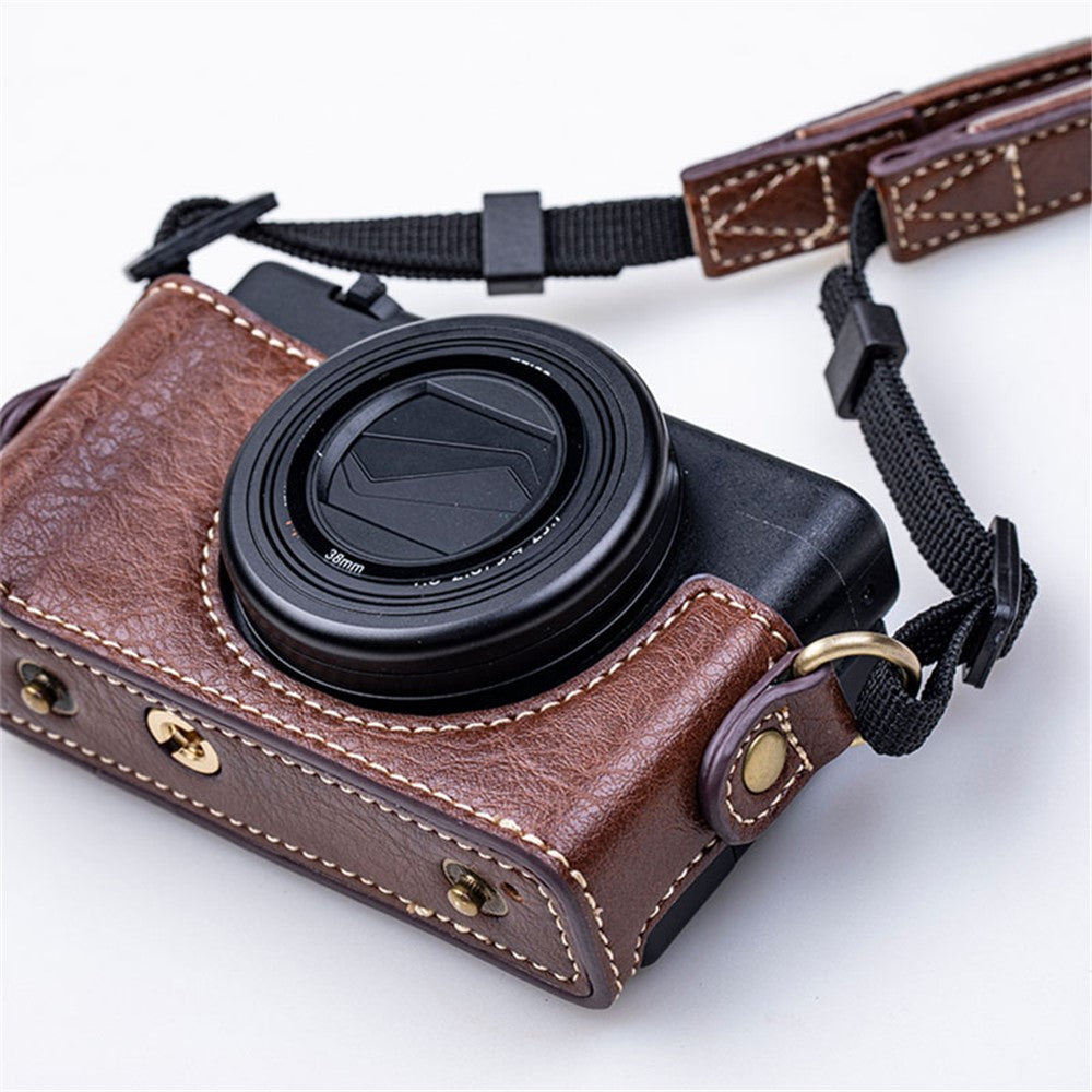 Portable PU Leather Camera Case for Sony ZV1 Detachable Camera Protective Case with Strap Magnetic Storage Bag