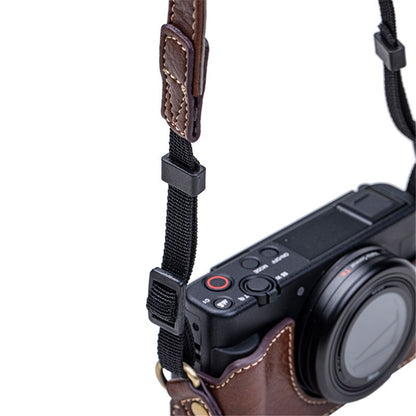 Portable PU Leather Camera Case for Sony ZV1 Detachable Camera Protective Case with Strap Magnetic Storage Bag