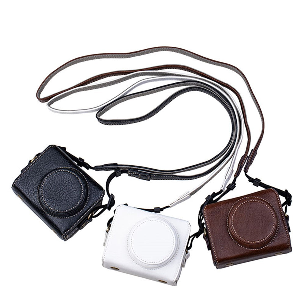 Portable PU Leather Camera Case for Sony ZV1 Detachable Camera Protective Case with Strap Magnetic Storage Bag