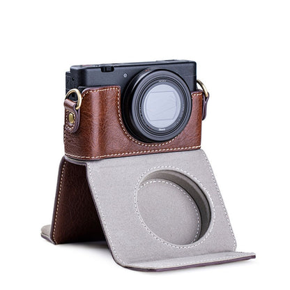 Portable PU Leather Camera Case for Sony ZV1 Detachable Camera Protective Case with Strap Magnetic Storage Bag