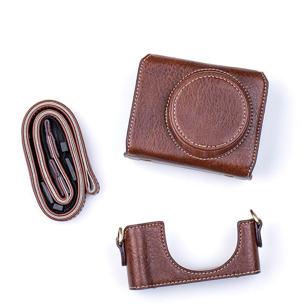 Portable PU Leather Camera Case for Sony ZV1 Detachable Camera Protective Case with Strap Magnetic Storage Bag
